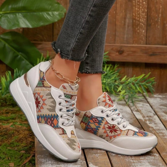 Lace Up Wedge Sneakers