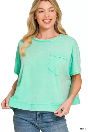 Zenana Acid Washed Round Neck Short Sleeve Oversized T-Shirt
