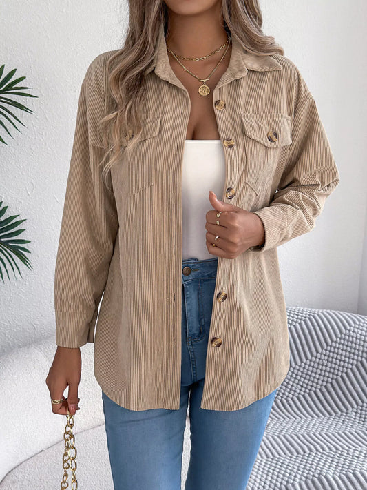 Casual Corduroy Button-Up Shacket
