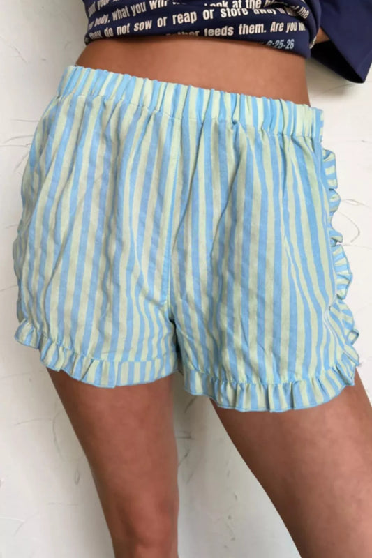 Striped Elastic Waist Shorts