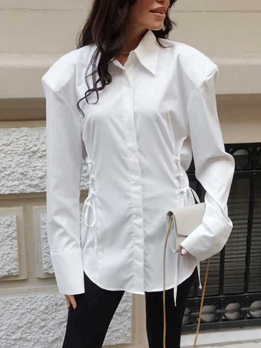 Side Lace Up Button Up Shirt