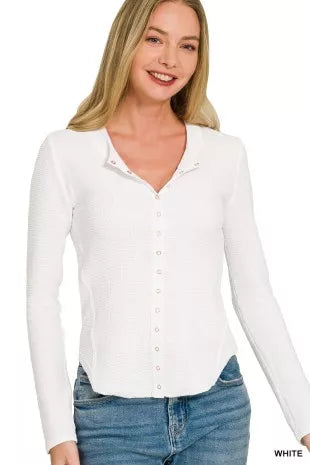 Zenana Double Knit Snap Button Shirts