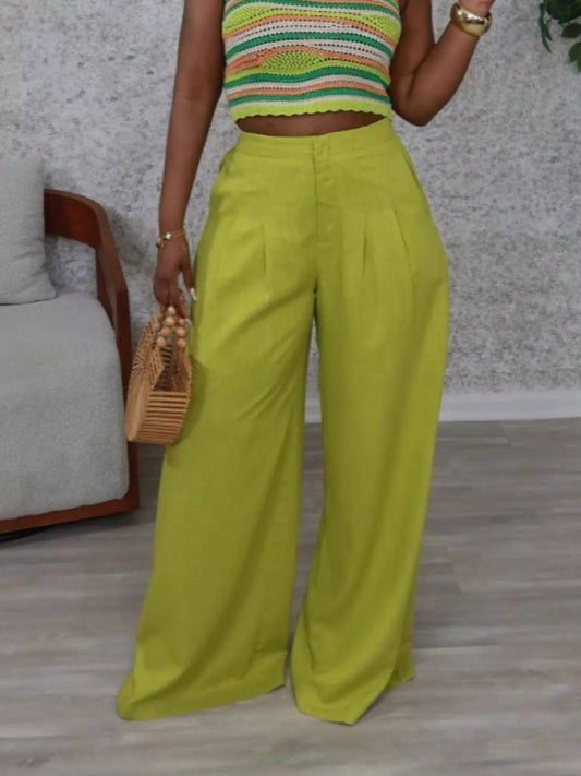 High Waist Wide Leg Flowy Pants