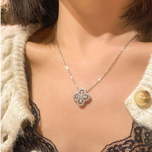 Moissanite 925 Sterling Silver Clover Pendant Necklace