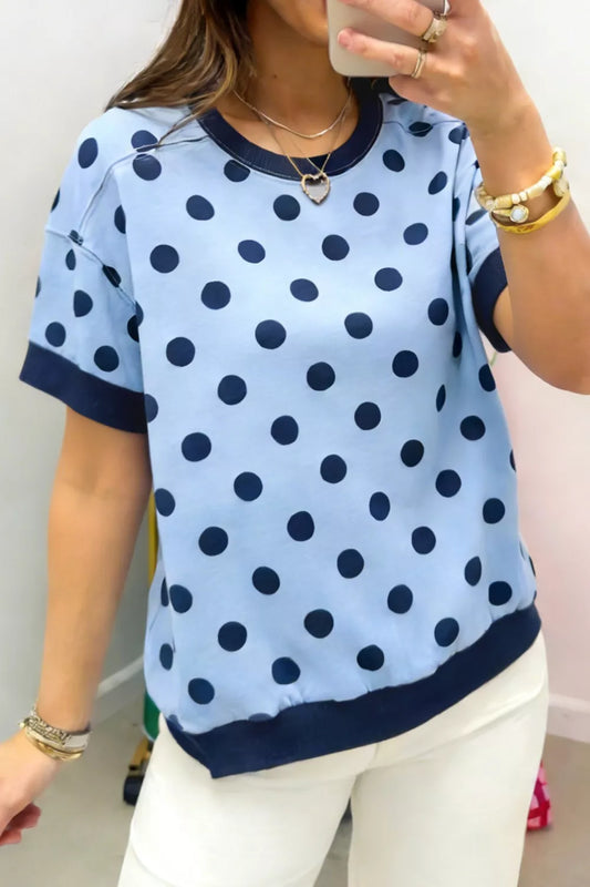 Polka Dot Round Neck Sweater