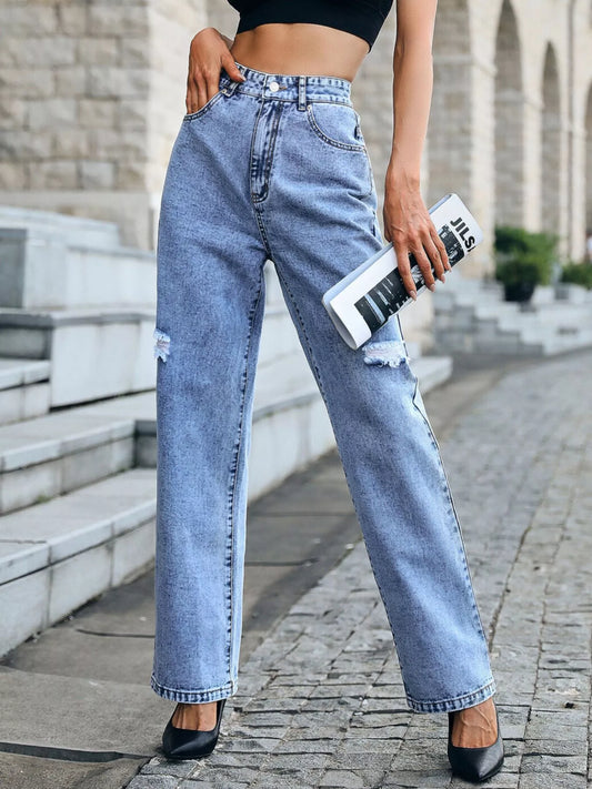 Distressed High Waist Jeans