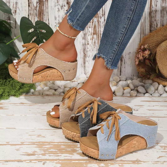 Lace Up Wedge Sandals