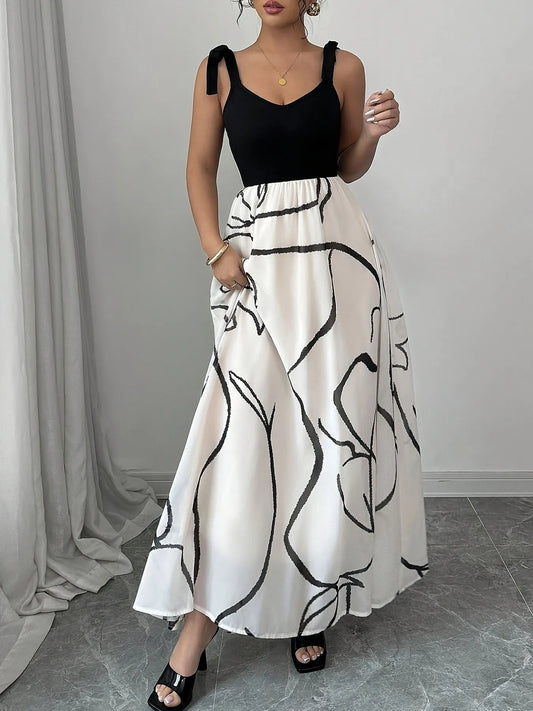 Tie Shoulder V-Neck Maxi Dress