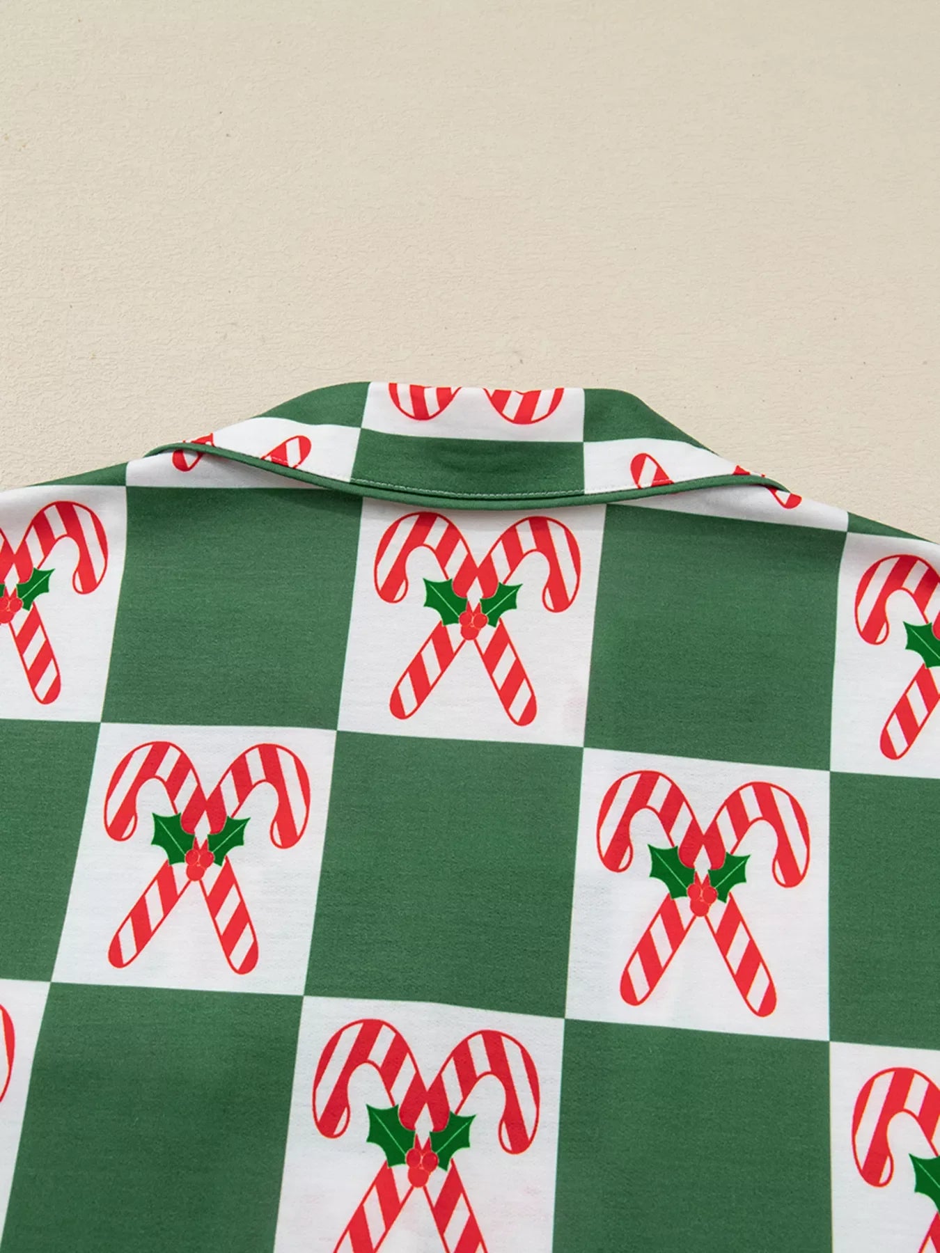 Candy Cane Checkered Pattern 2pcs Pajama Set