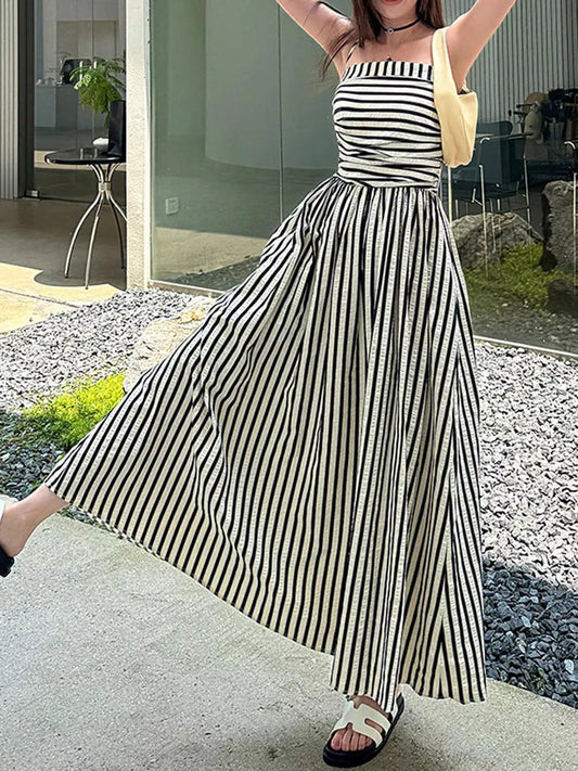 Striped Sleeveless Maxi Dress