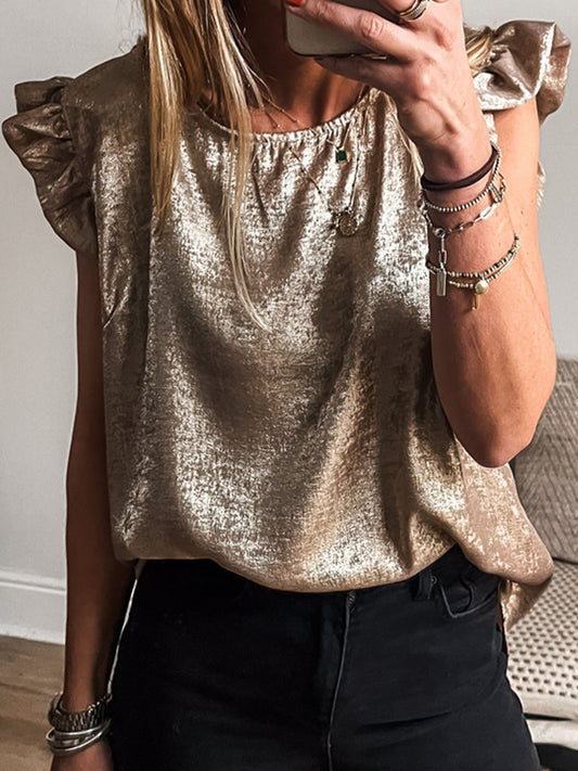 Ruffled Round Neck Tank
