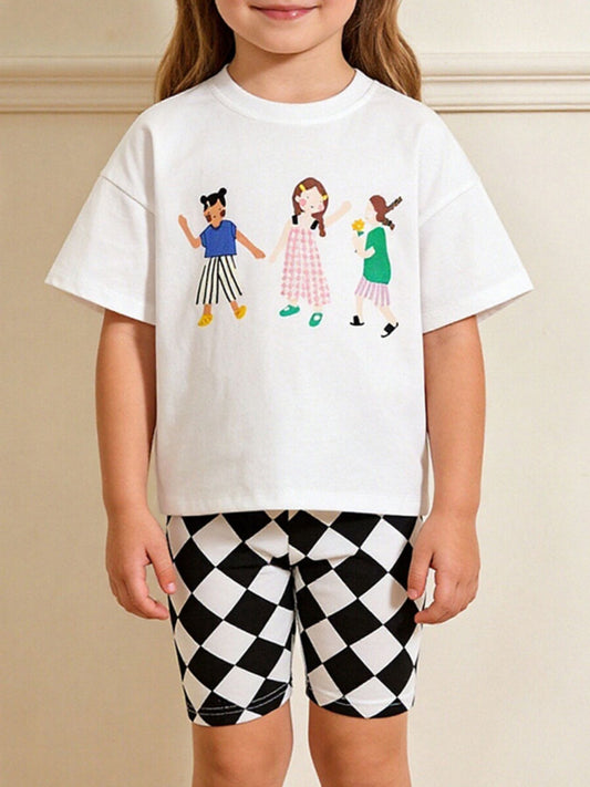 Children's Graphic Tee & Checkered Shorts Set
