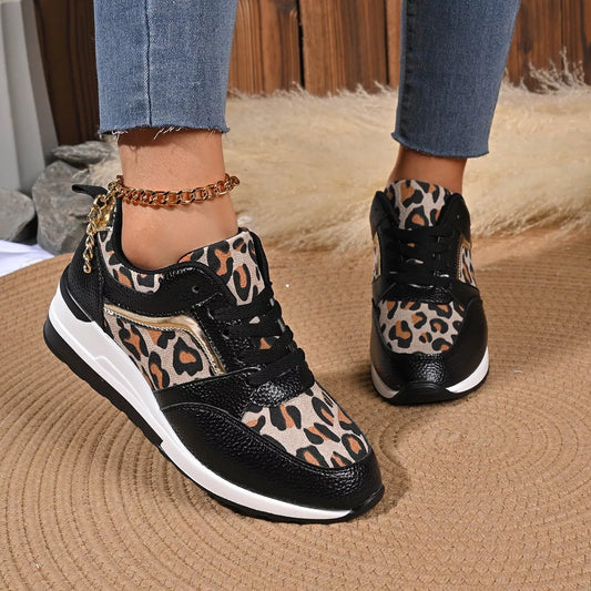 Leopard Lace Up Sneakers