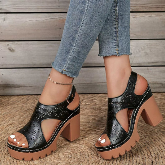 Open Toe Block Heels Sandals