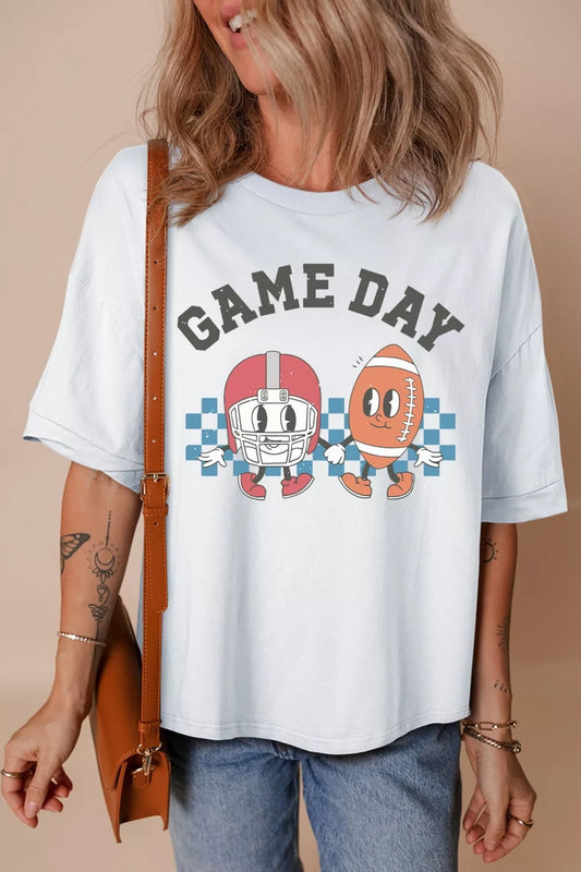 Game Day Football Graphic Casual Loose T Shirt