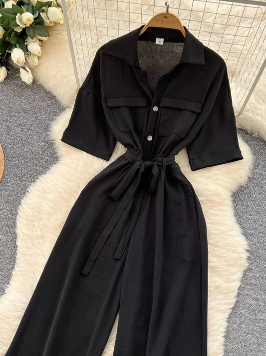 Tie Waist Wide Leg Jumpsuit