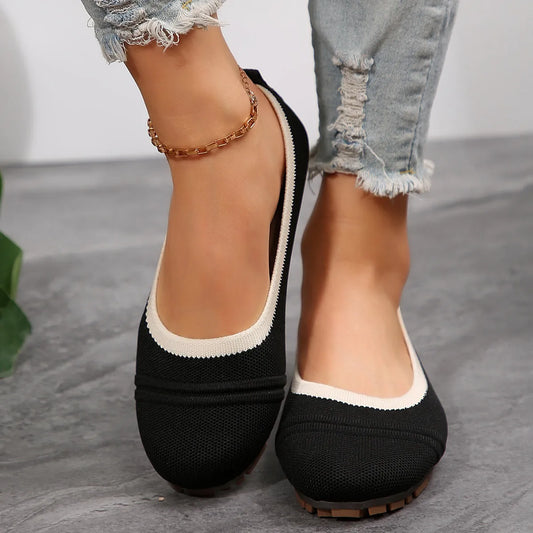 Mesh Round Toe Flat Slip-Ons