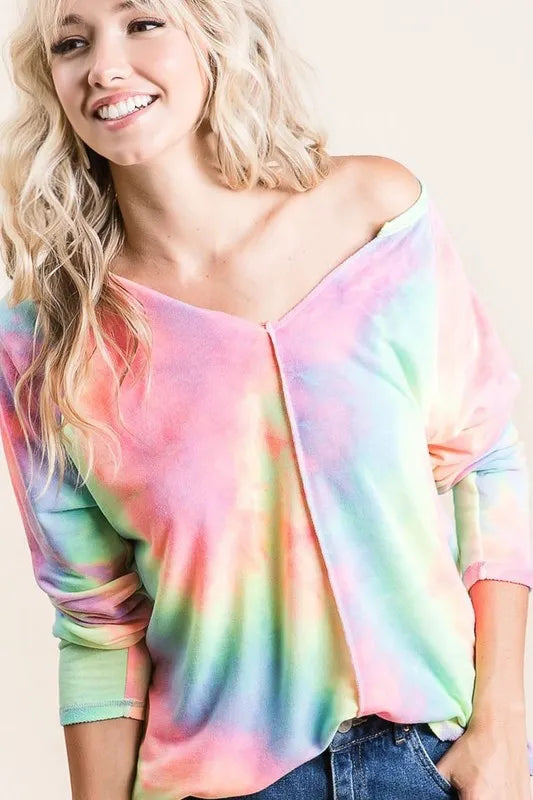 BiBi Long Sleeve Tie-Dye Terry T-Shirt