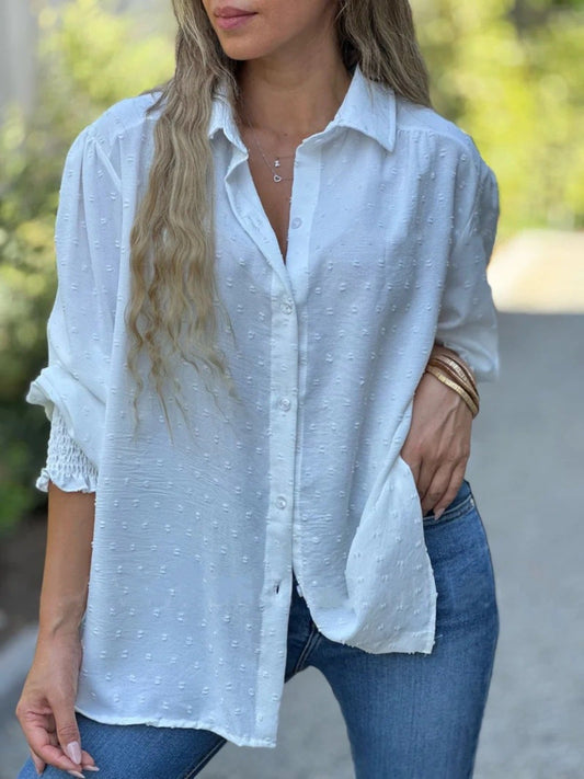 Swiss Dot Button Down Shirt