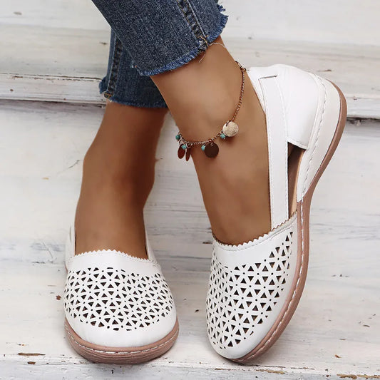Cutout Round Toe Slip-Ons