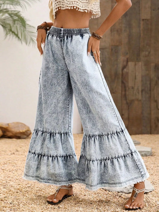 Raw Hem Flare Jeans
