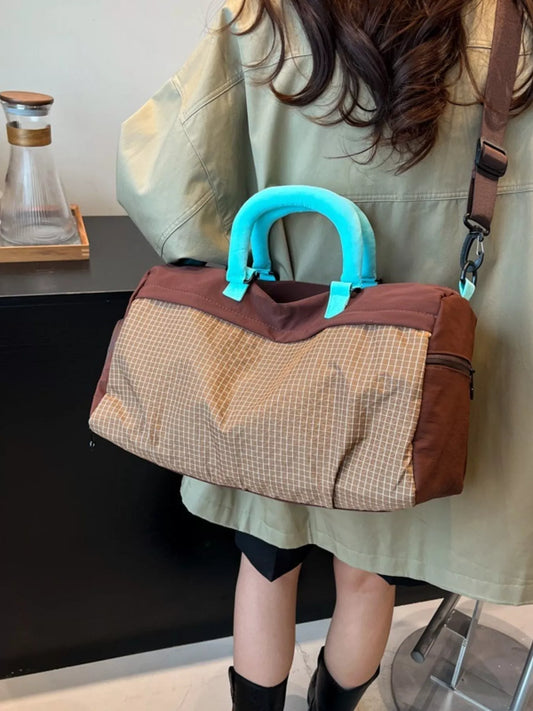 Plaid Oxford Sloth Travel Bag