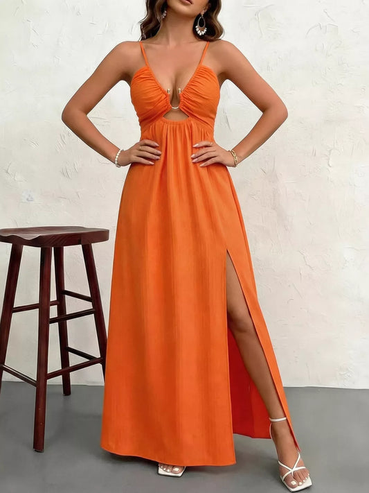 Cutout Front Slit Maxi Dress