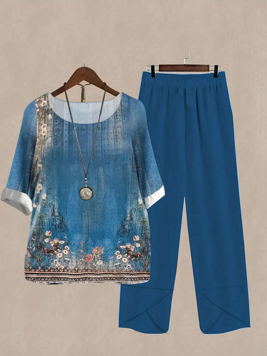 Printed Half Sleeve Top and Pants Set