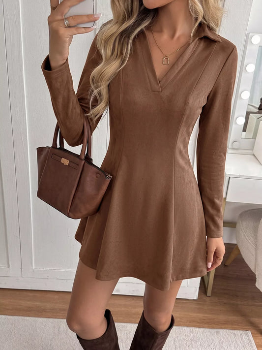 Johnny Collar Long Sleeve Dress