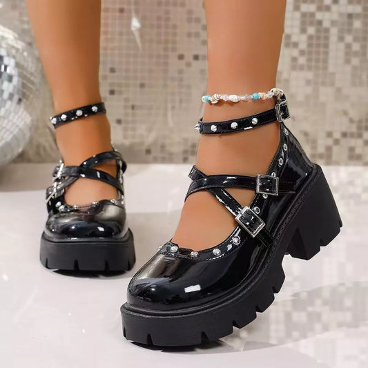 Platform Mary Jane Chunky Heel Sneakers