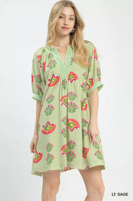 Umgee Abstract Print Mini Dress