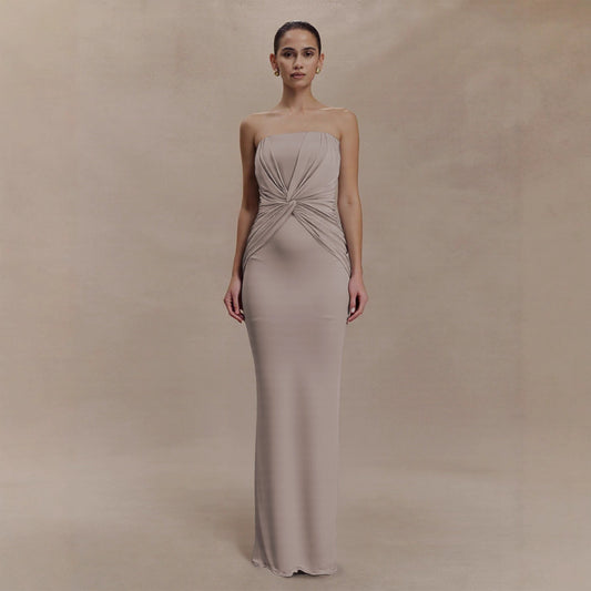 Arrival Popular Gentle Tube Top Fishtail Waist Twisted Slim Women Long Evening Dress