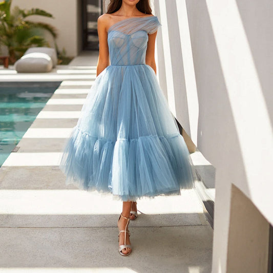 Autumn Winter Women Princess Dress Sleeveless Dress Banquet Dress Host