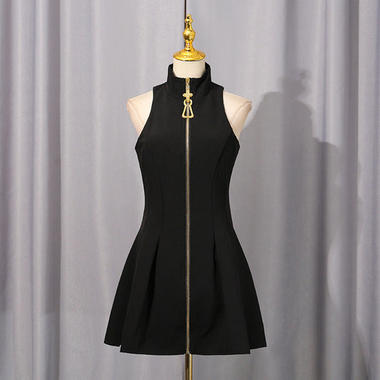 Sexy Graceful Vest Short Dress Autumn Niche Design Solid Color Dress Women