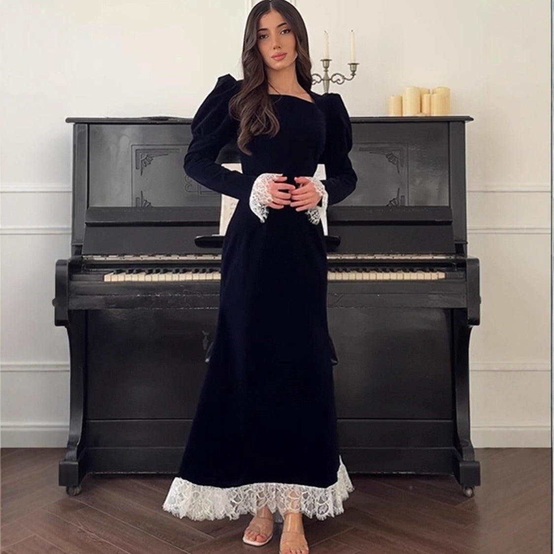 Fall Long Elegant Graceful Waist Dress