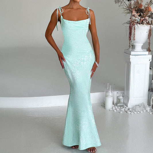 Elegant Evening Dress Hip Spaghetti Straps Dress Women Clothing Summer