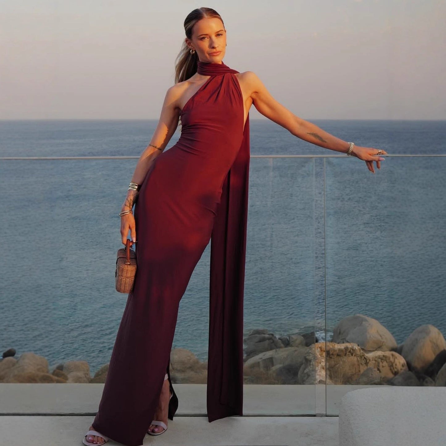 Elegant Women Clothing Ribbon Dress Fashionable Sexy Backless Slim Dress
