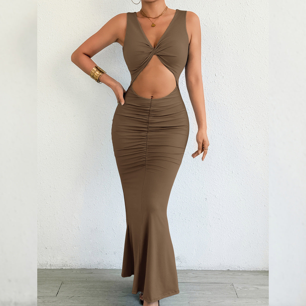 Autumn Winter Women Maxi Dress Slim Fishtail Sheath Sexy Dress