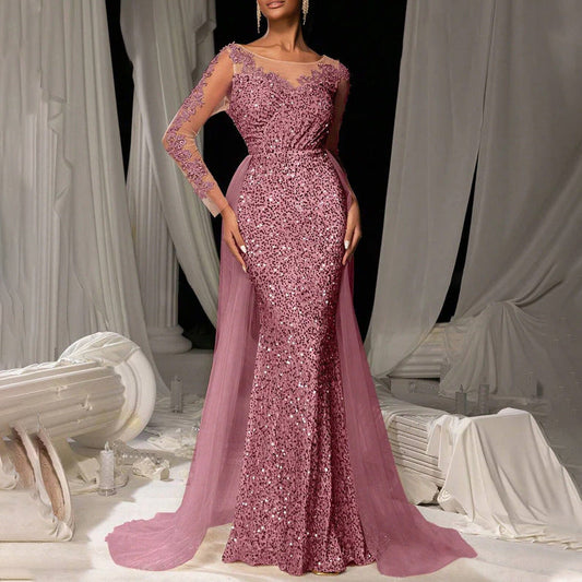 Ladies Dance Formal Dress Graceful Fashionable Elegant Long Lace Party Evening Dress