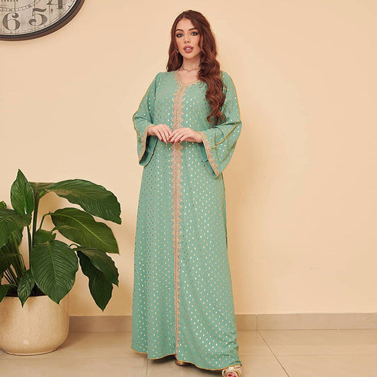Middle East Women Clothing Autumn Gilding Muslim Gown