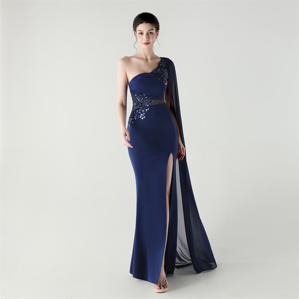 Tulle Shawl Three Dimensional Bead Tube Embroidery Craft One Shoulder Slim Slimming Social Celebration