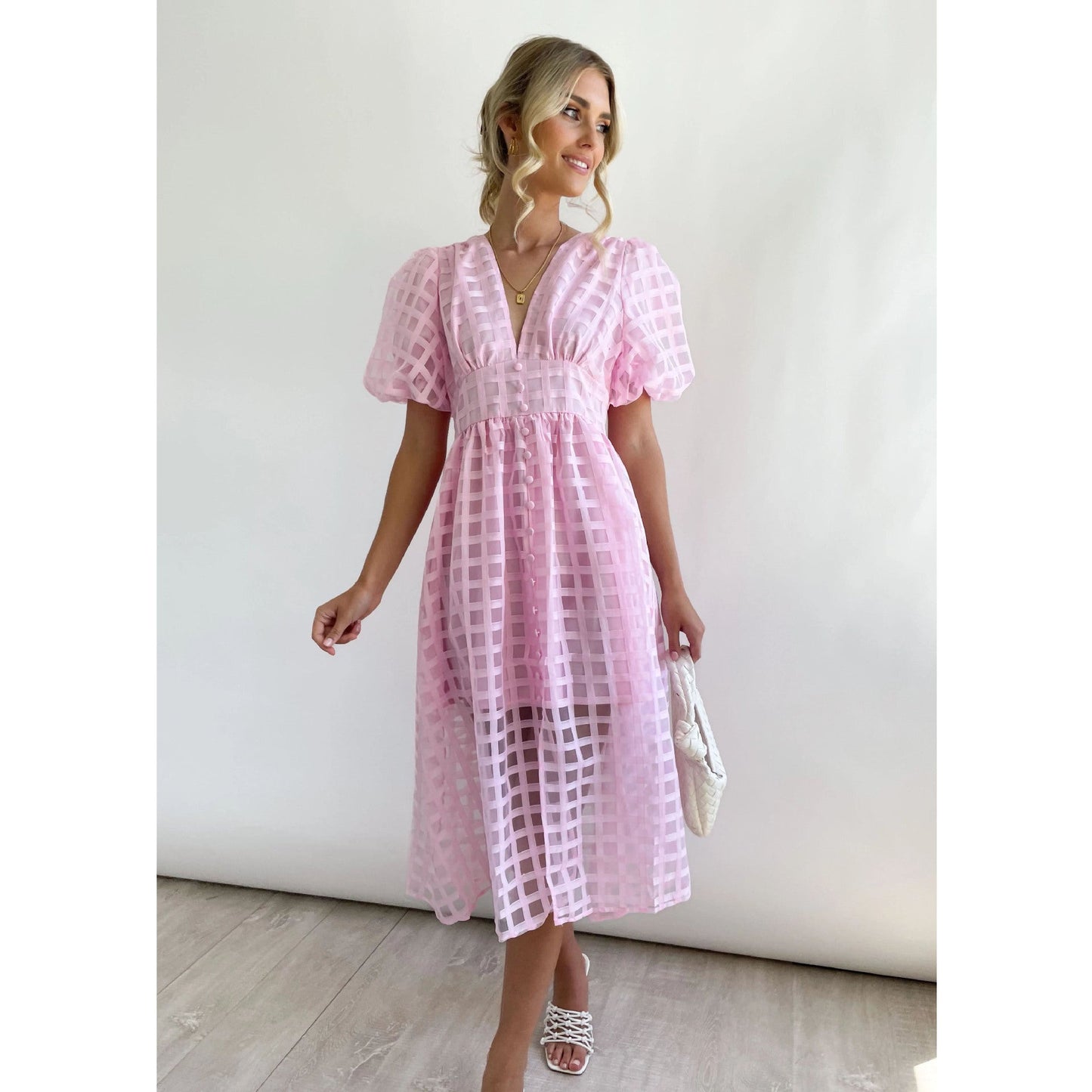 Spring Summer Multi Color Lantern Sleeve Dress Casual Party Dress Women