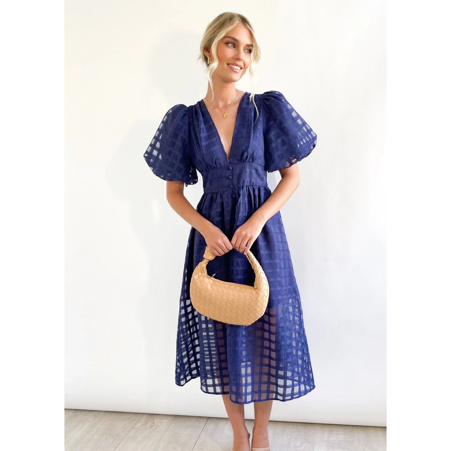 Spring Summer Multi Color Lantern Sleeve Dress Casual Party Dress Women
