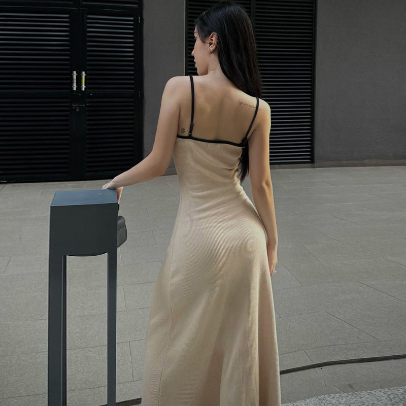 Women Clothing Summer Fashionable Elegant Sexy V neck Midi Strap Dress
