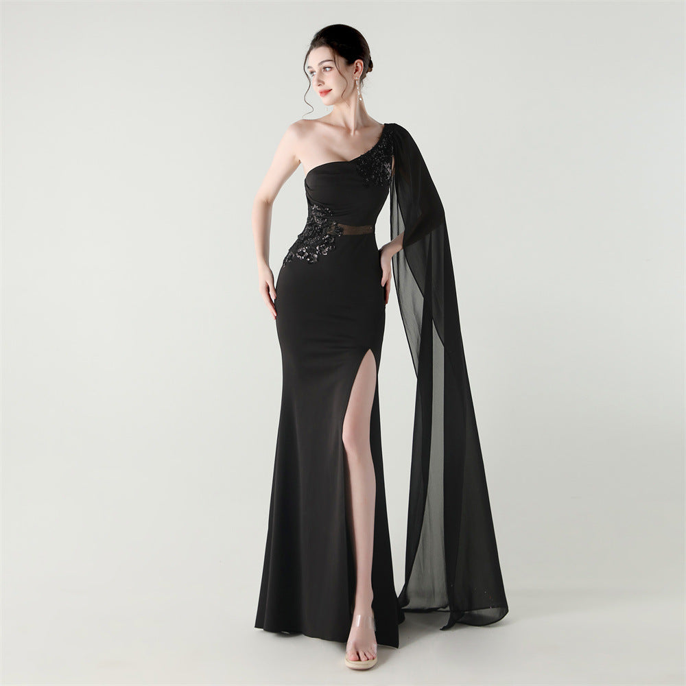 Tulle Shawl Three Dimensional Bead Tube Embroidery Craft One Shoulder Slim Slimming Social Celebration