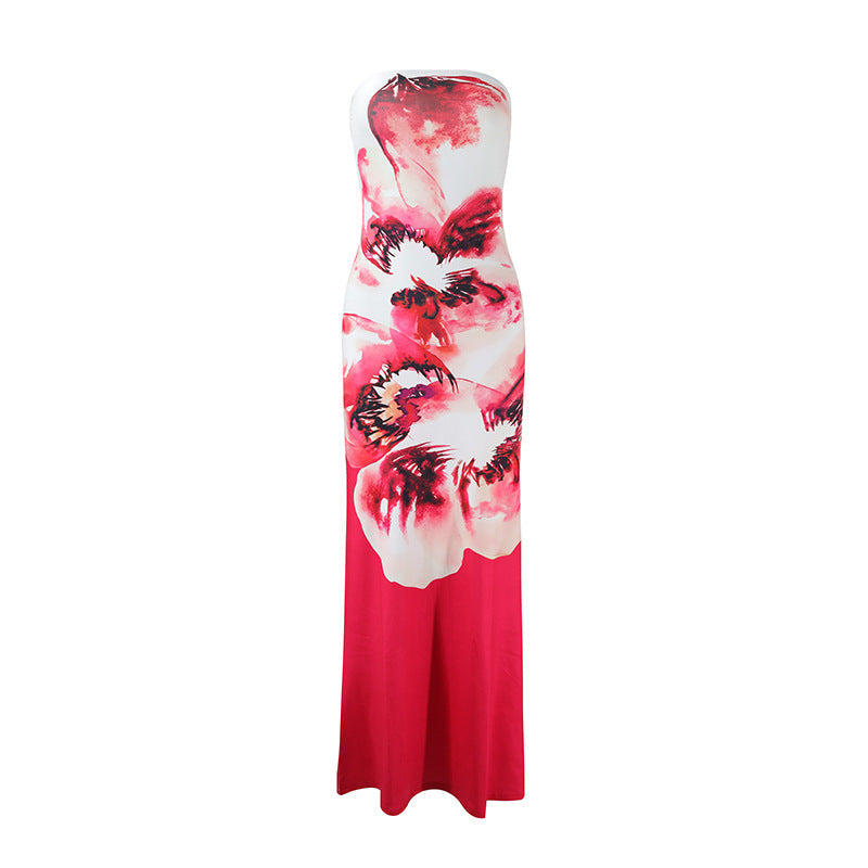 Summer High Class Elegant Sexy Bandeau Slim Fit Long Holiday Dress