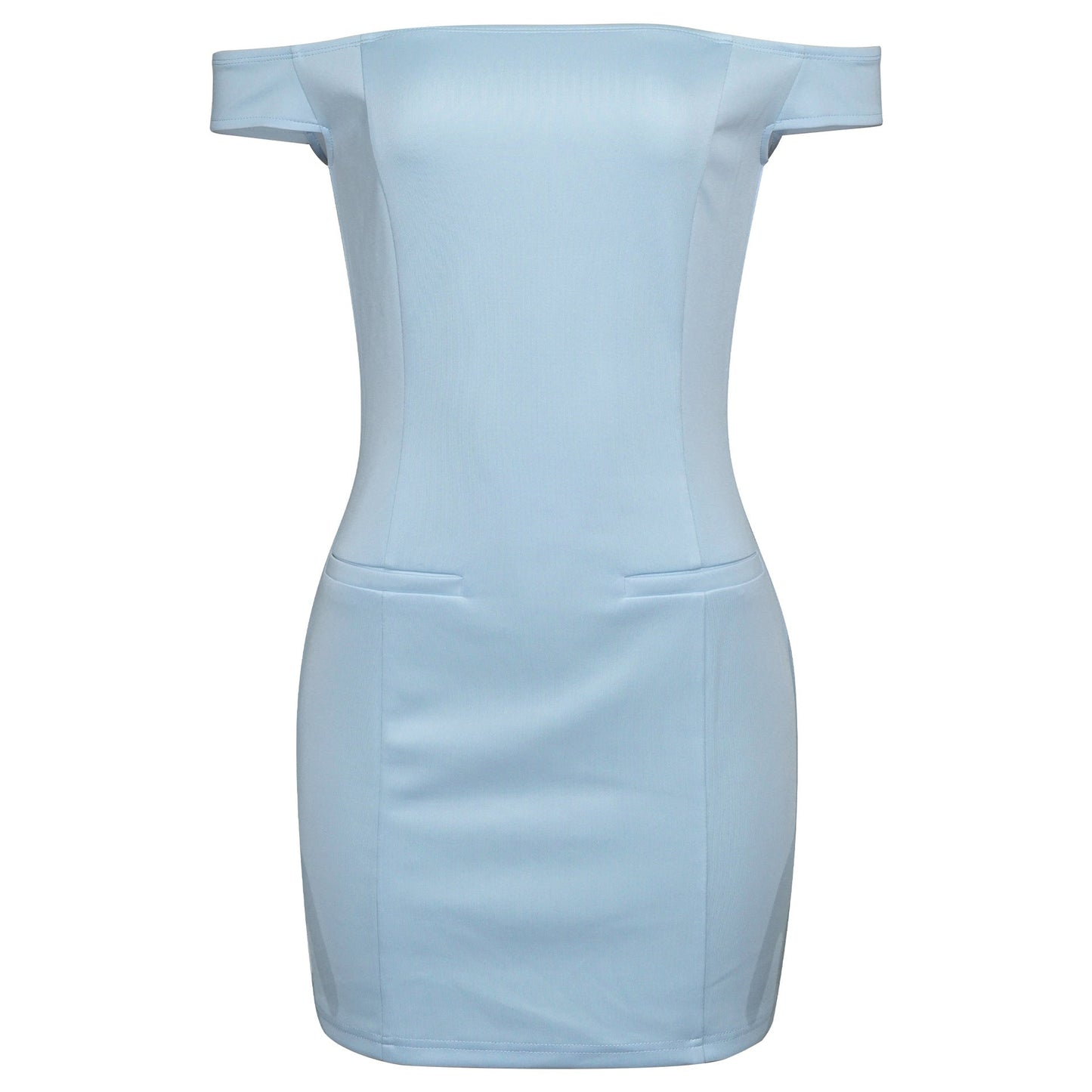 Spring off Shoulder Front Hand Waist Tight Slim Fit Skirt Solid Color Dress Women