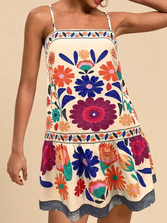 Floral Print Sleeveless Mini Dress
