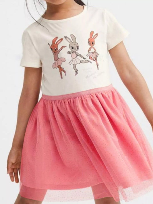 Children's Bunny Graphic Tulle Dress