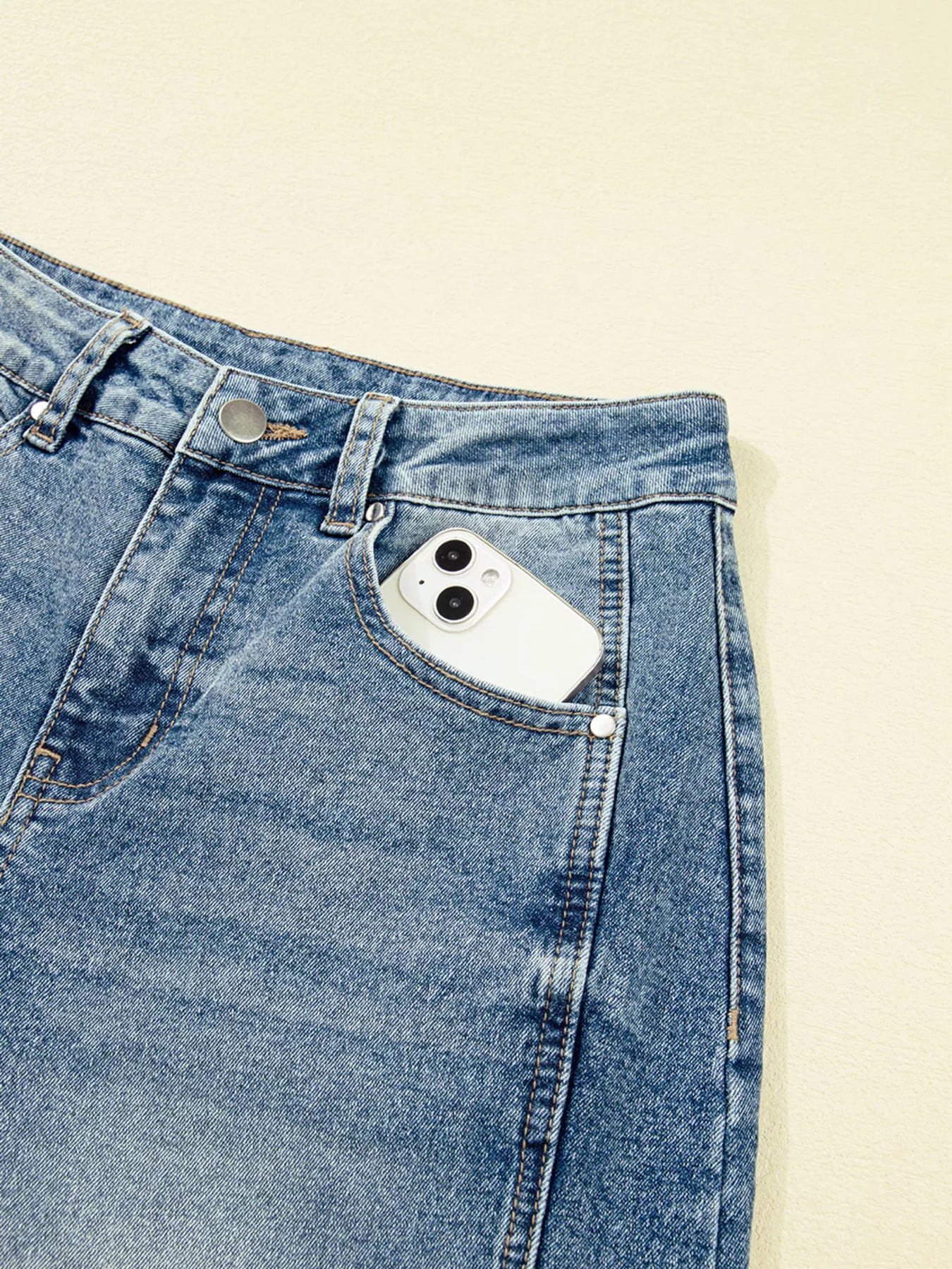 Vintage Washed Seam Detail Shift Jeans